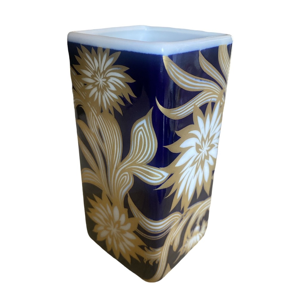 Echt Cobalt (Real Cobalt) Vase Cobalt Flower 22k Gold Trim Bavaria Hand Made EUC